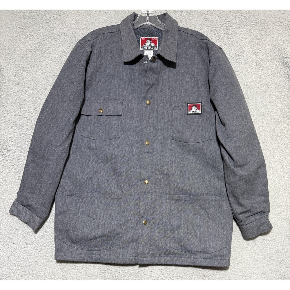 Ben Davis Mens Heavyweight Original Snap Button Front Jacket Mens Large Charcoal